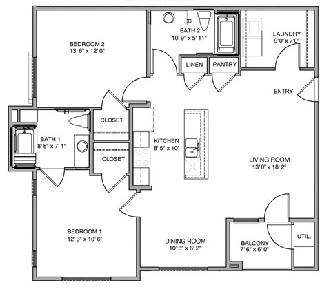 A black and white image of a house floor plan.